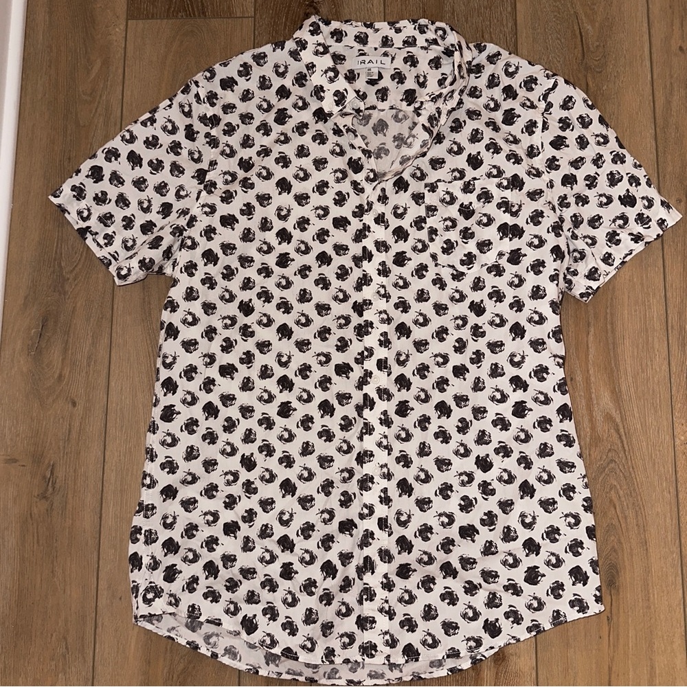 Like New The Rail White & Gray SS Collared Button Shirt, Size XX-Large